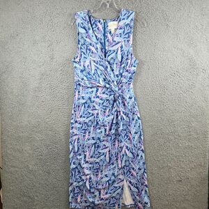 Lilly Pulitzer Odella Barton Blue Star Gazing V-Neck Midi Stretch Dress Size 10
